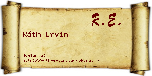 Ráth Ervin névjegykártya